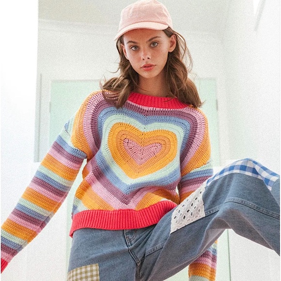Crochet heart knit sweater!! 💘💘💘 - Picture 2 of 10